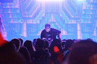 a man standing in front of a crowd of people